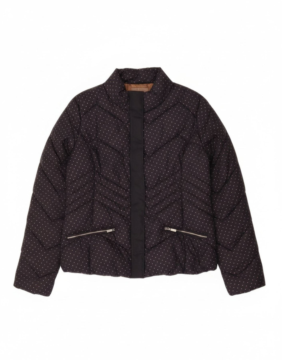 Jaqueta acolchoada feminina Diana Gallesi Reino Unido 16 grande poliamida manchada azul marinho