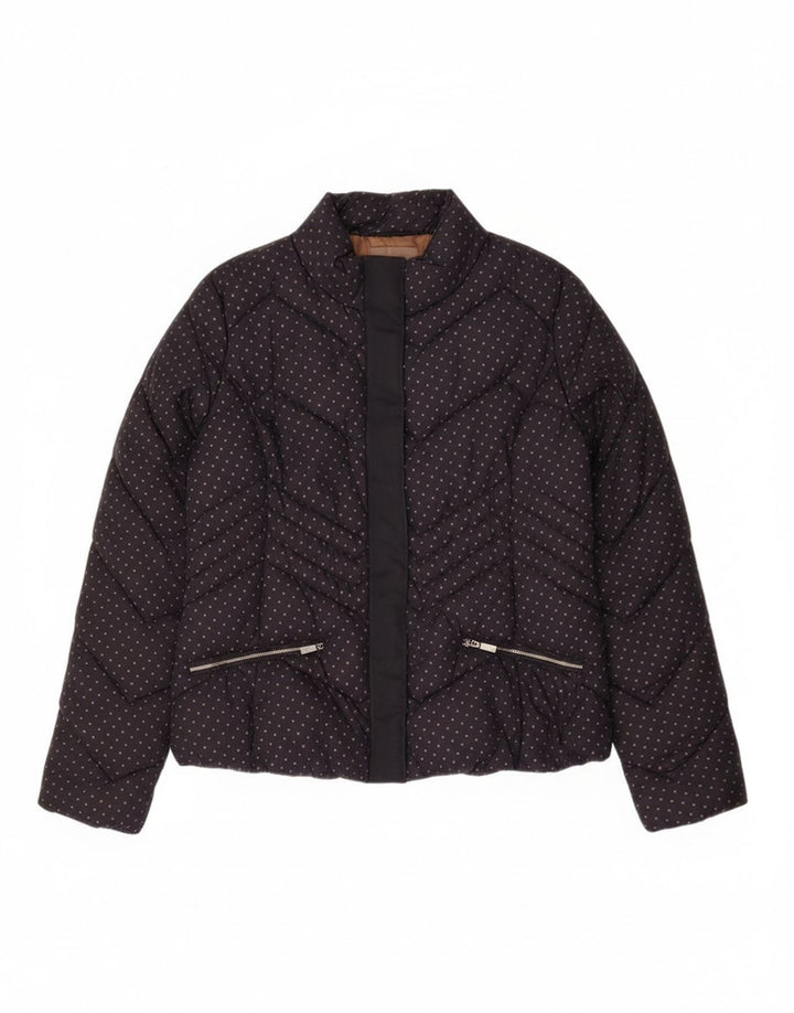 Jaqueta acolchoada feminina Diana Gallesi Reino Unido 16 grande poliamida manchada azul marinho