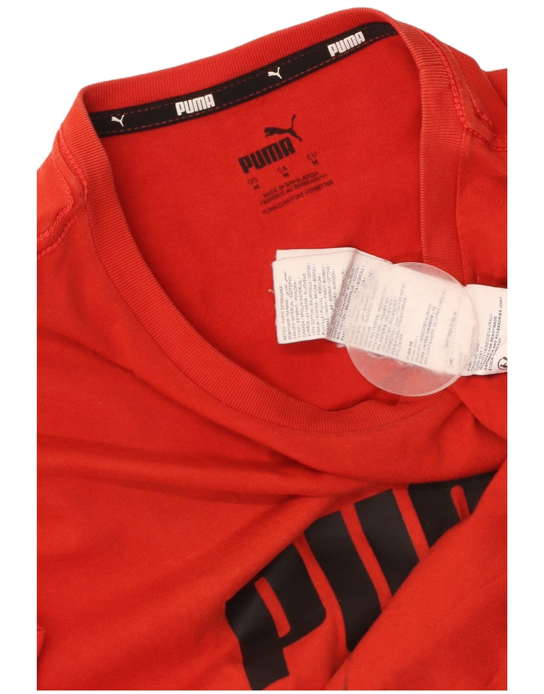 Camiseta masculina PUMA com estampa gráfica de algodão vermelho médio