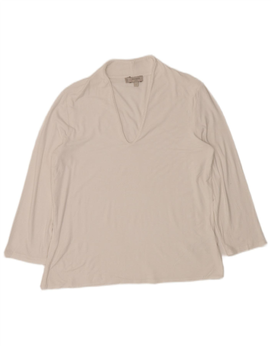 Top feminino HOBBS de manga comprida UK 14 grande viscose branca