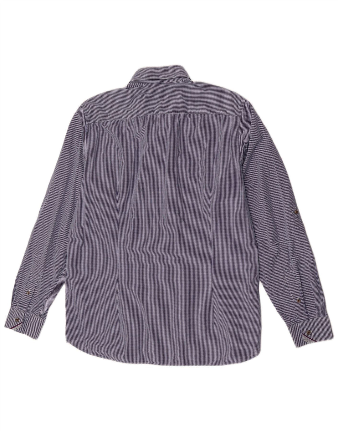 Camisa masculina Ted Baker tamanho 5 XL azul marinho algodão guingão