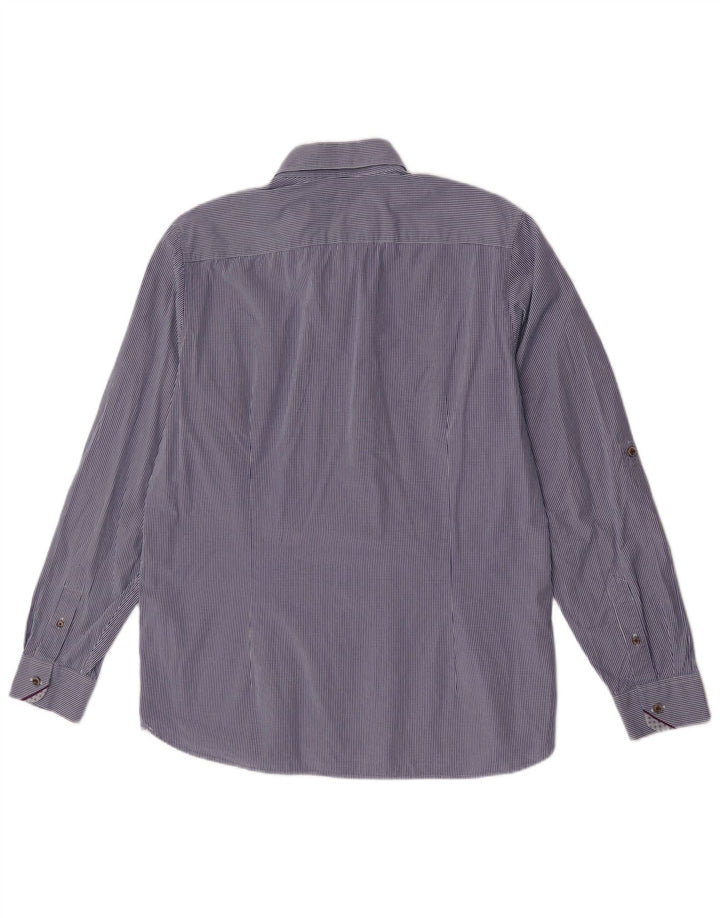 Camisa masculina Ted Baker tamanho 5 XL azul marinho algodão guingão