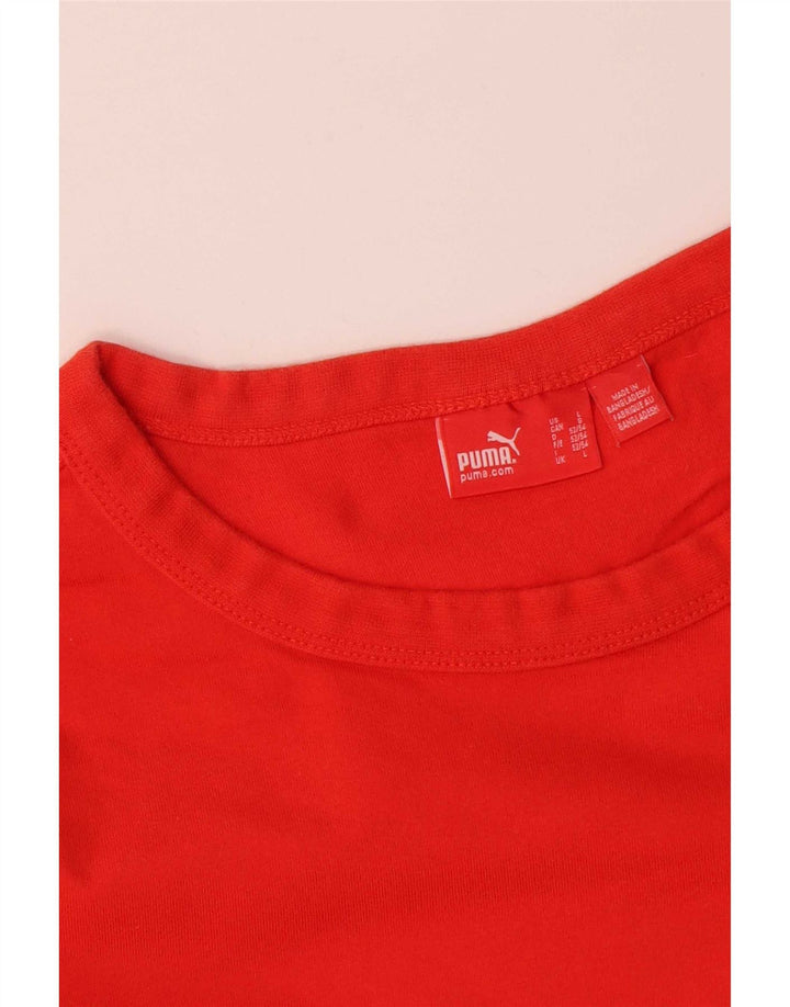 Puma Mens Graphic Top Manga Longa Grande Algodão Vermelho