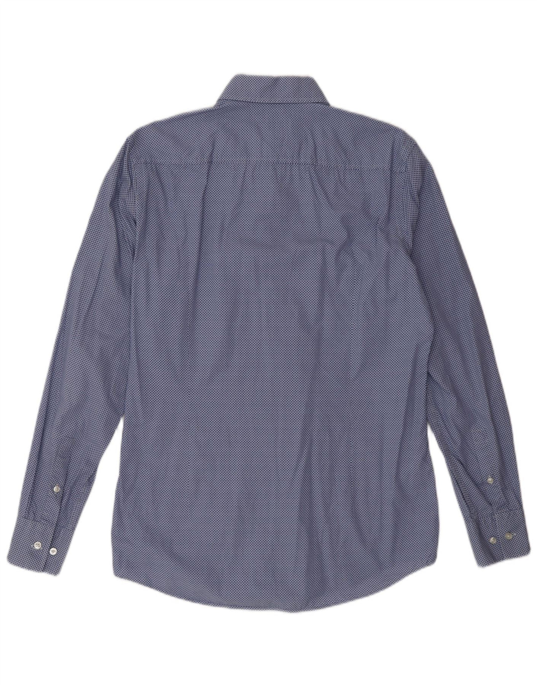 Camisa masculina Hugo Boss Slim Fit tamanho 38 15 algodão manchado azul médio