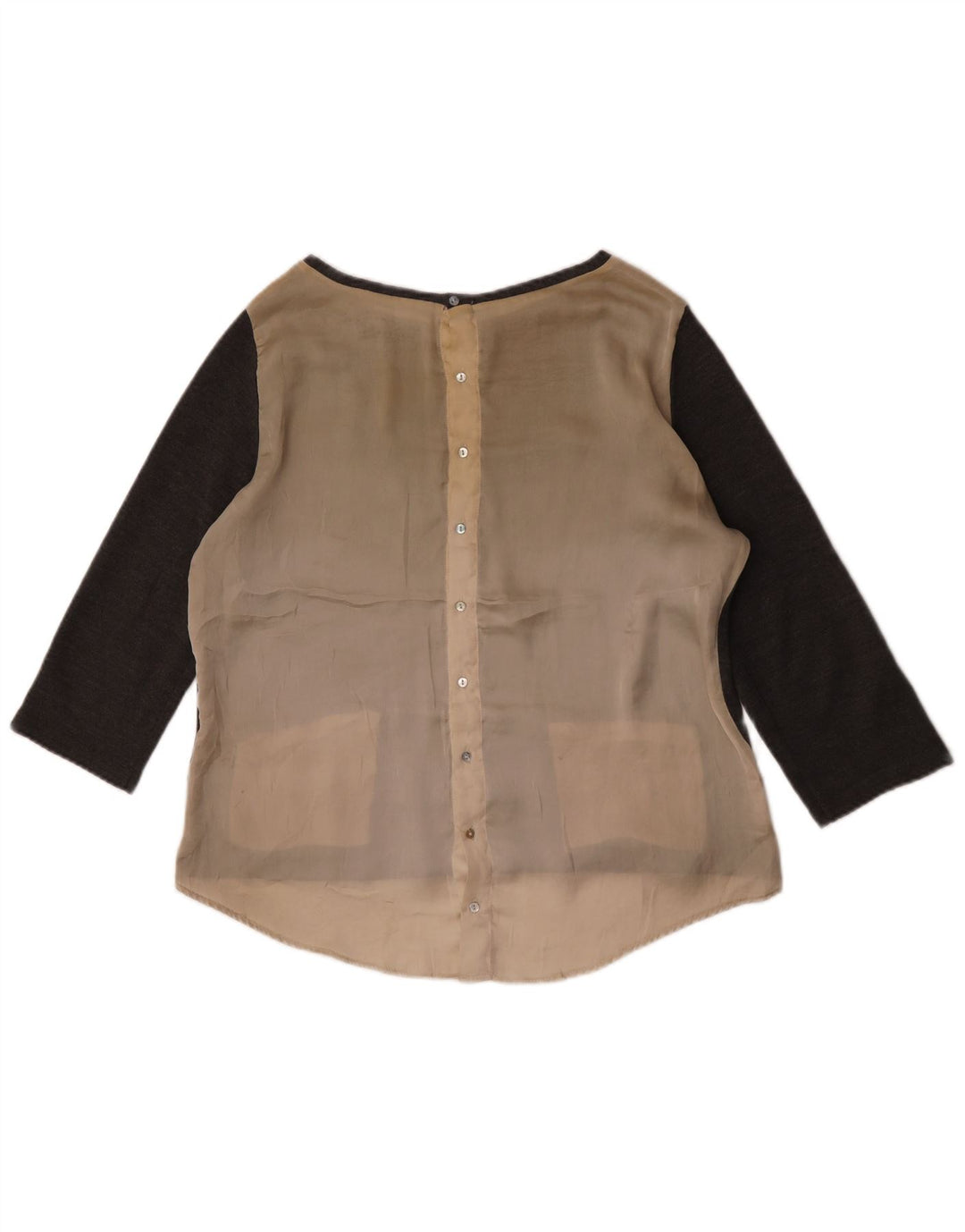 Zara blusa feminina manga 3/4 top UK 16 grande cinza colorblock