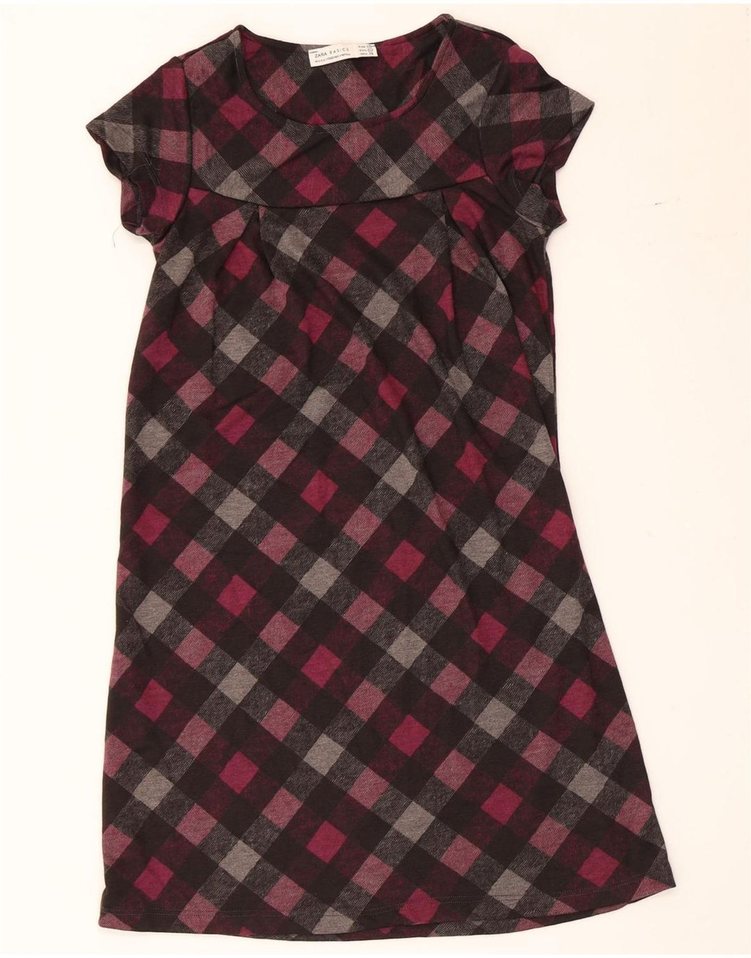 Vestido feminino Zara Shift UK 8 pequeno xadrez multicolorido
