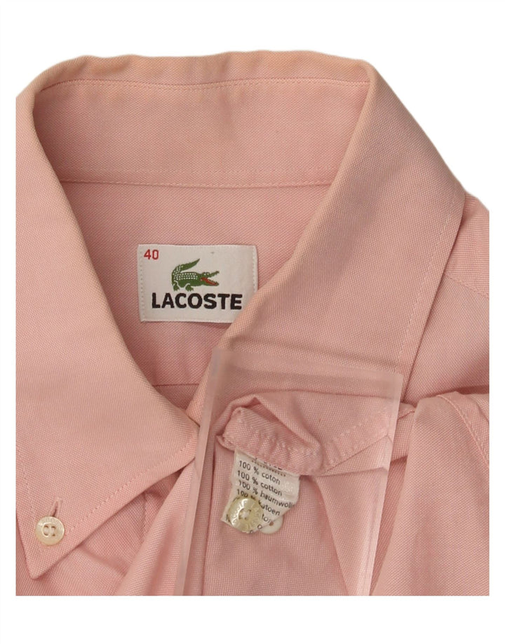 Camisa masculina Lacoste tamanho 40 médio algodão rosa