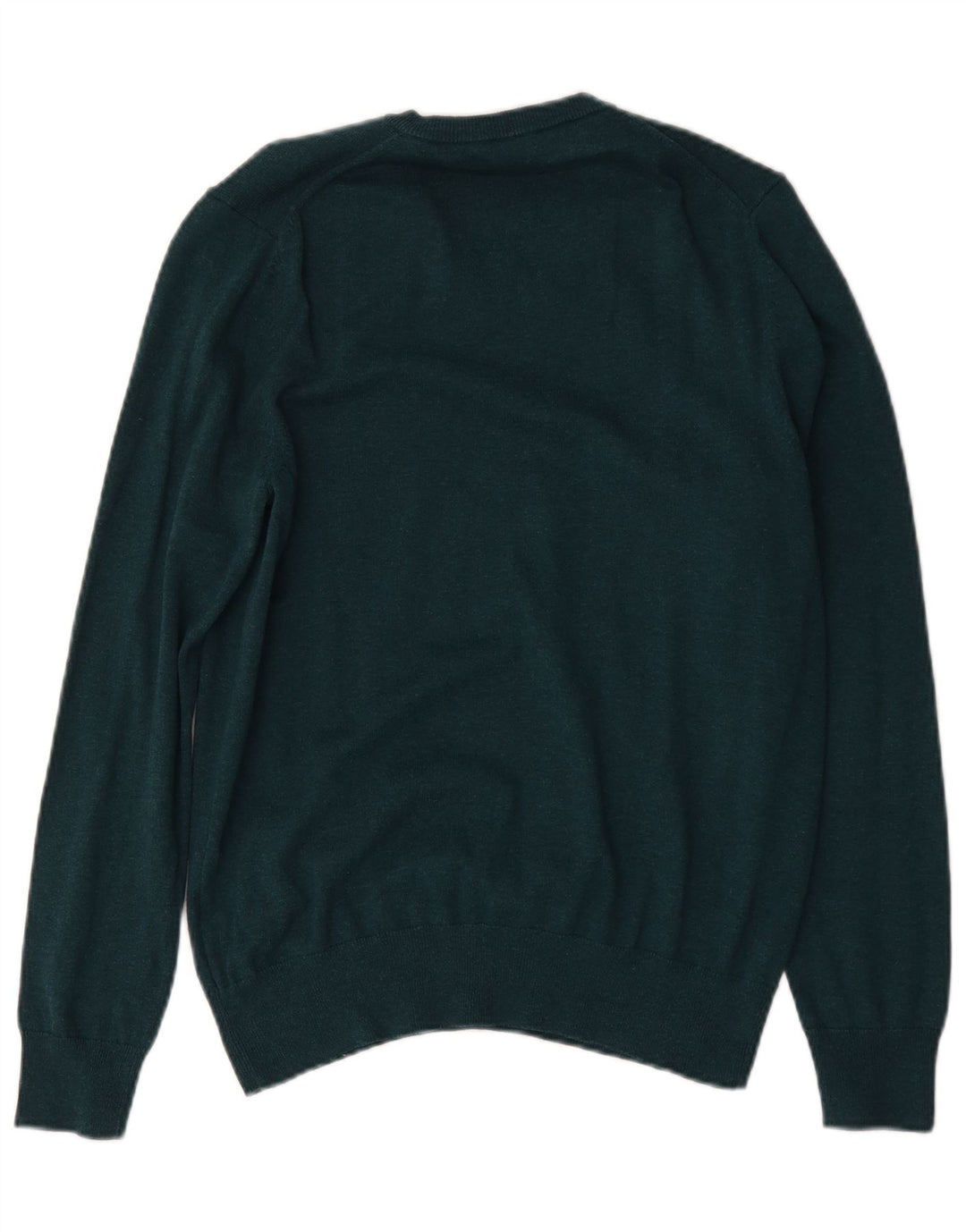 Suéter masculino Marks & Spencer com decote em V, algodão verde médio
