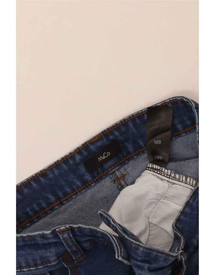 M&Co Jeans Slim Feminino UK 8 Pequeno W30 L28 Algodão Azul