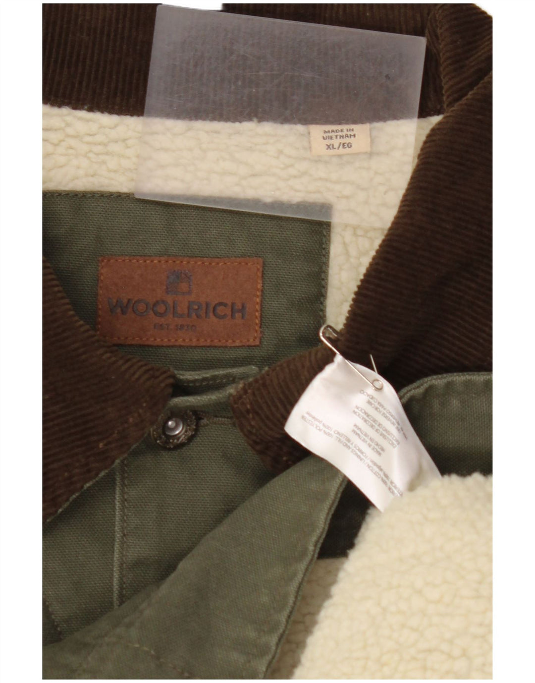 Jaqueta masculina Sherpa WOOLRICH UK 42 XL algodão cáqui
