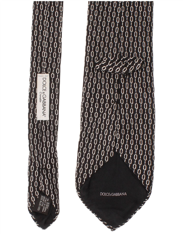 Gravata masculina Dolce & Gabbana tamanho único preto geométrico de seda clássico