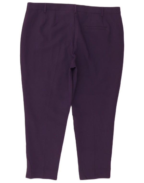 Calças cortadas femininas Marks & Spencer UK 20 2XL W40 L26 poliéster roxo