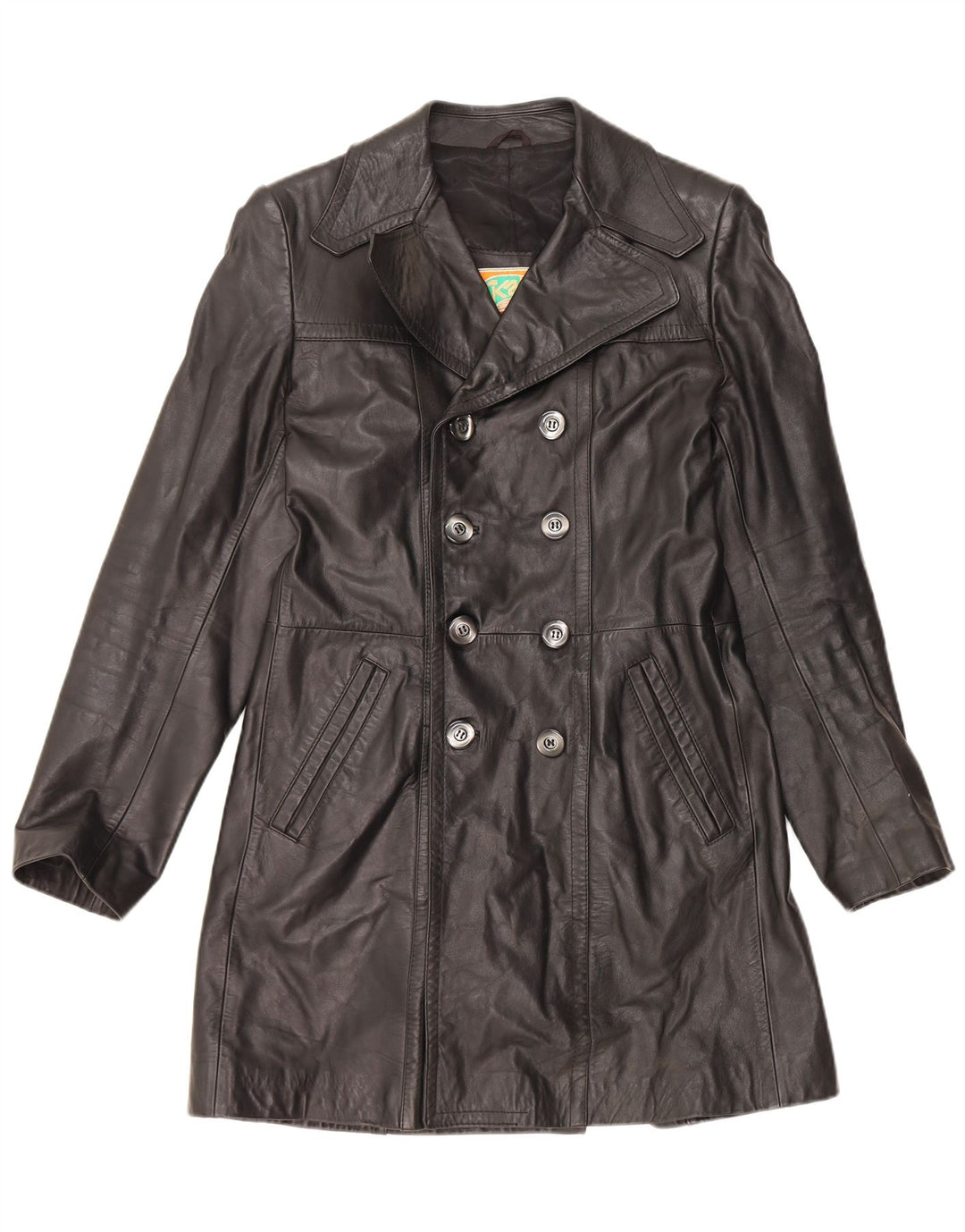 Casaco de couro masculino VINTAGE IT 48 couro preto médio