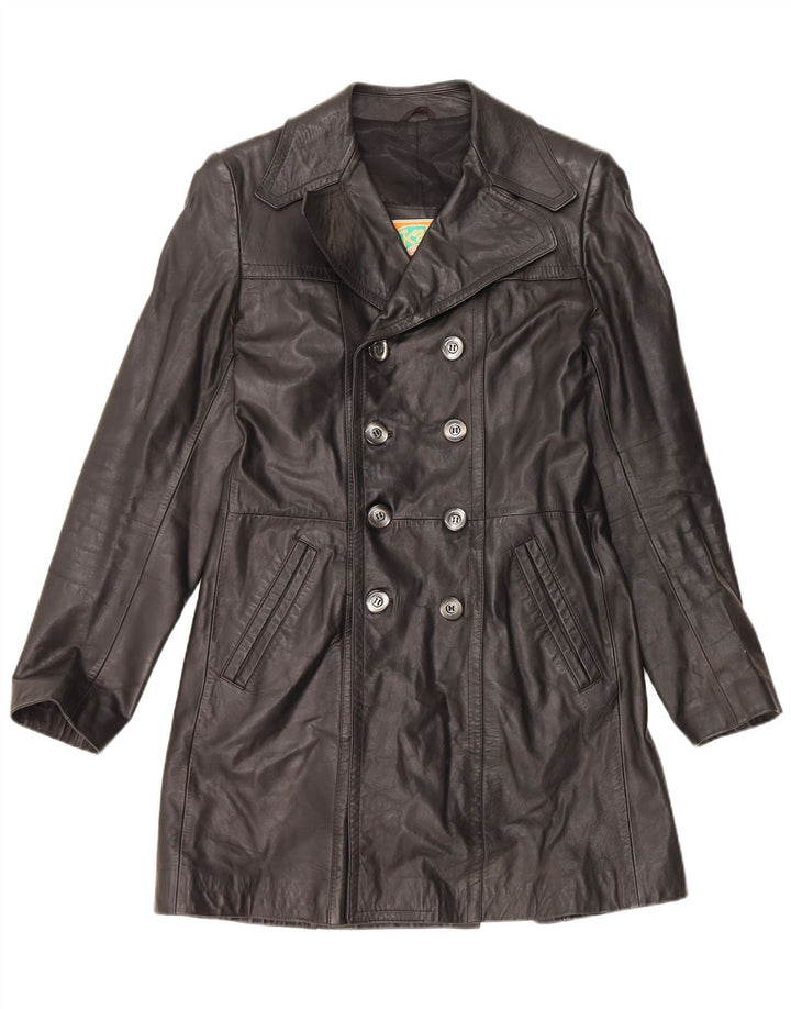 Casaco de couro masculino VINTAGE IT 48 couro preto médio
