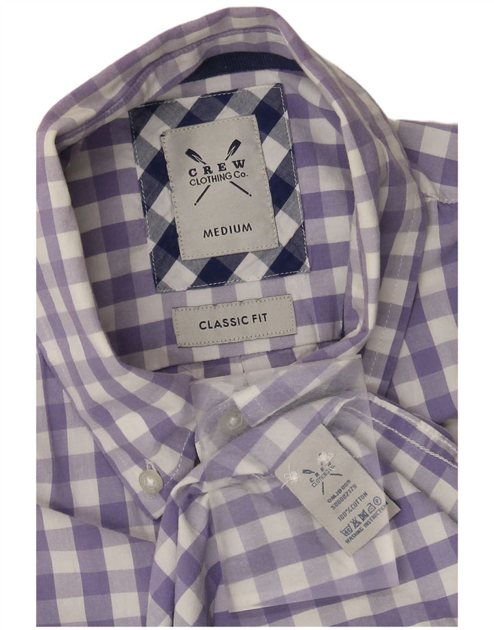 Crew Clothing Camisa masculina clássica de ajuste médio roxo algodão guingão