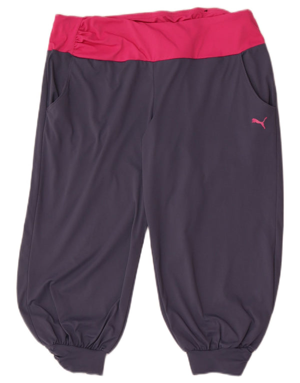 Bermuda esportiva feminina Puma UK 14 grande cinza colorblock esportivo
