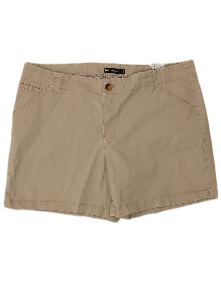 Shorts chino feminino Lee de cintura média EUA 18 2XL W38 algodão bege