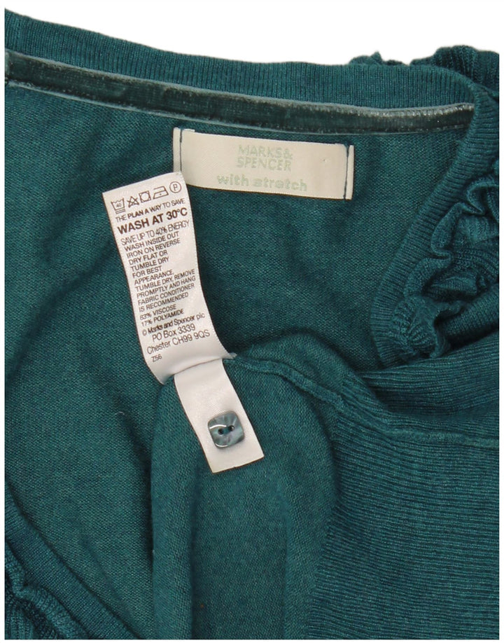 Suéter cardigã feminino Marks & Spencer Reino Unido 12 verde médio