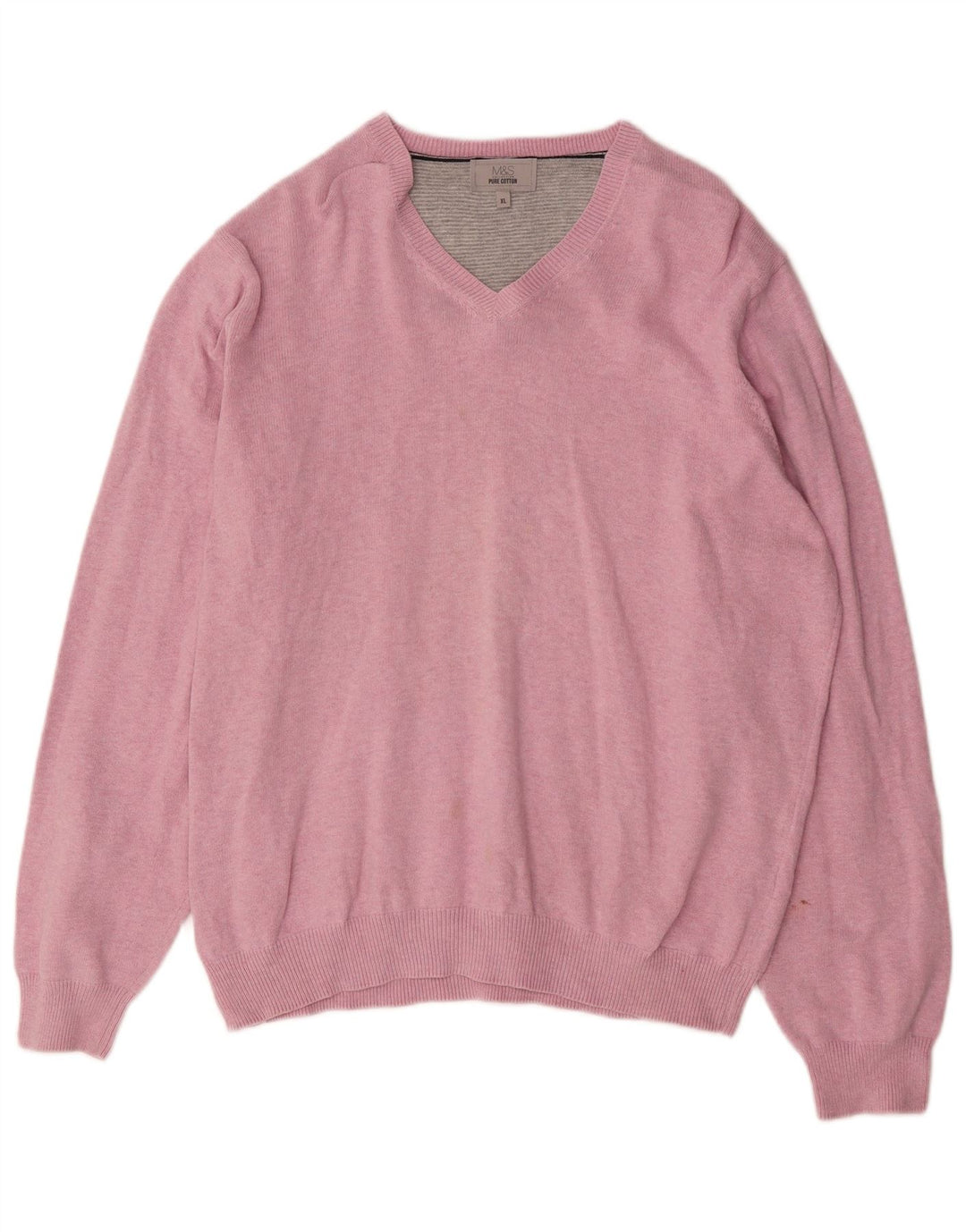 Suéter masculino Marks & Spencer com decote em V XL algodão rosa