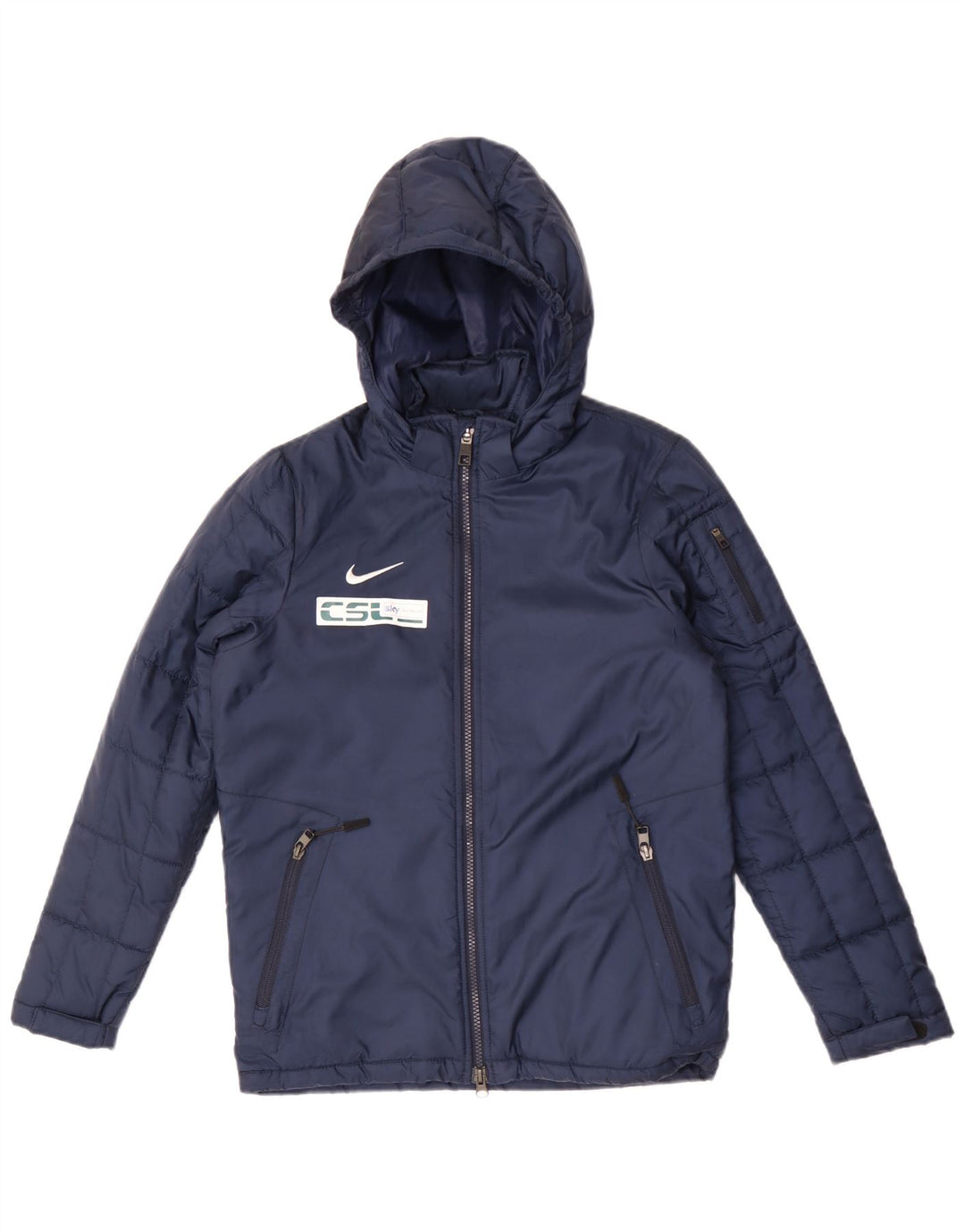 Jaqueta acolchoada com capuz Nike Boys 10-11 anos médio azul marinho poliéster
