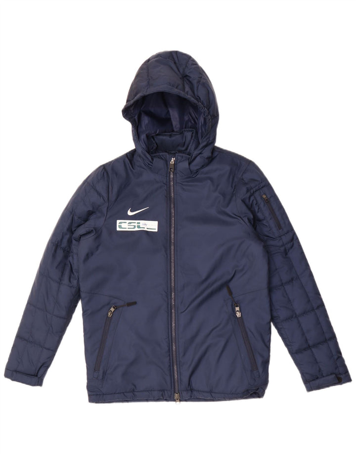 Jaqueta acolchoada com capuz Nike Boys 10-11 anos médio azul marinho poliéster