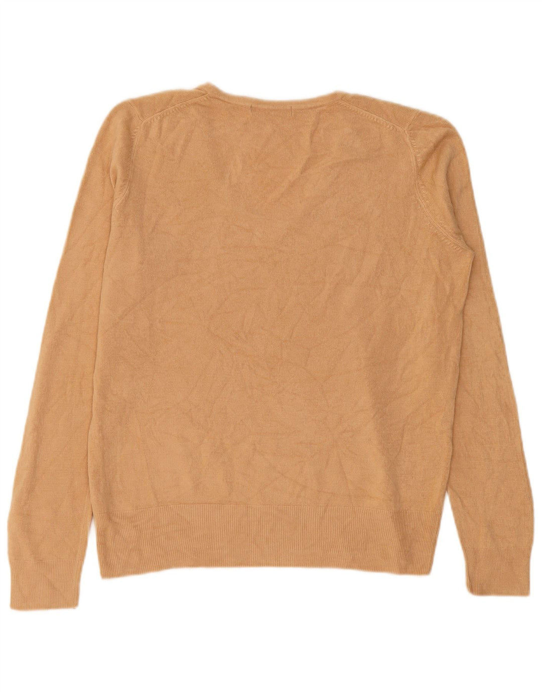 Suéter feminino Marks & Spencer com decote em V Reino Unido 12 acrílico bege médio