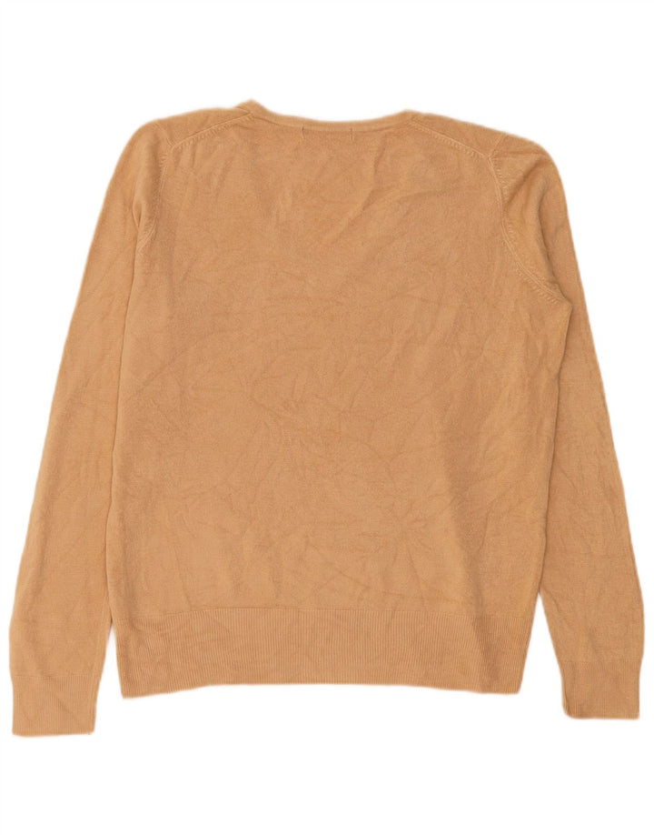 Suéter feminino Marks & Spencer com decote em V Reino Unido 12 acrílico bege médio