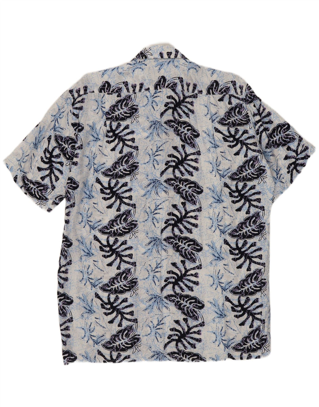 Camisa masculina de manga curta FOLLIE tamanho 41/42 grande azul marinho floral viscose