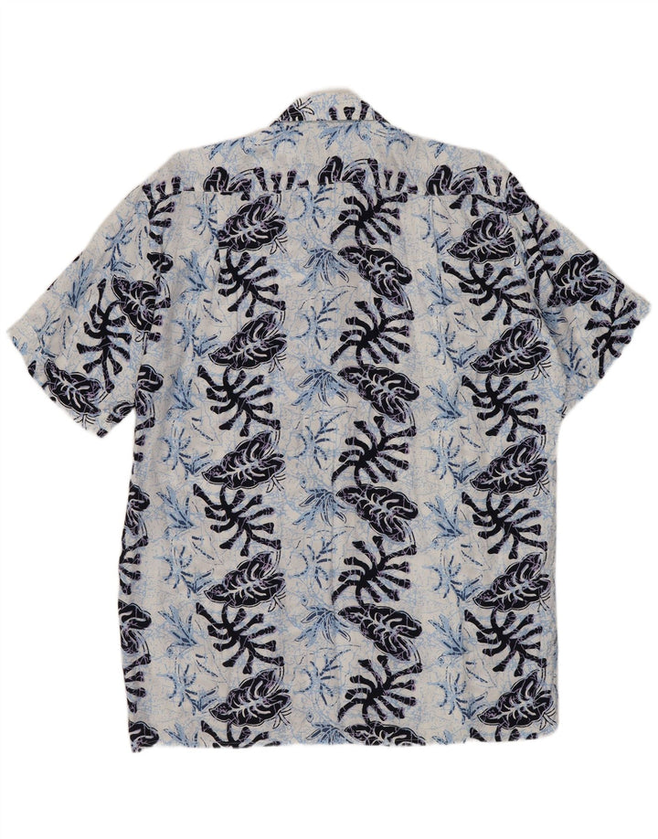 Camisa masculina de manga curta FOLLIE tamanho 41/42 grande azul marinho floral viscose