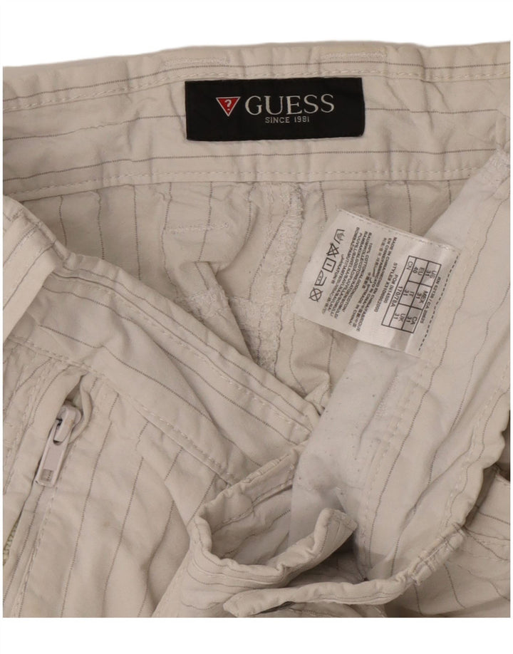 Guess Mens Cargo Shorts W31 Médio Algodão Listrado Branco