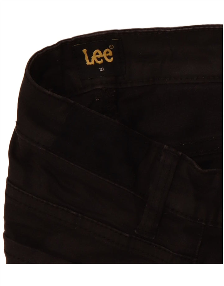 Shorts jeans feminino de cintura alta Lee US 10 médio W28 algodão preto