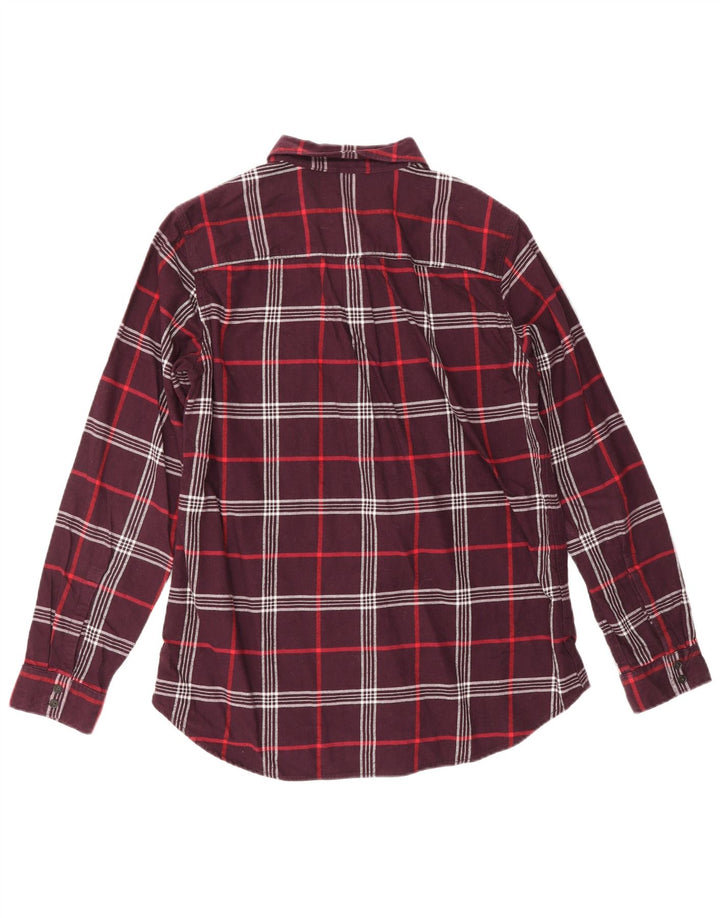 EDDIE BAUER Camisa feminina de flanela de ajuste clássico Reino Unido 14 xadrez médio Borgonha