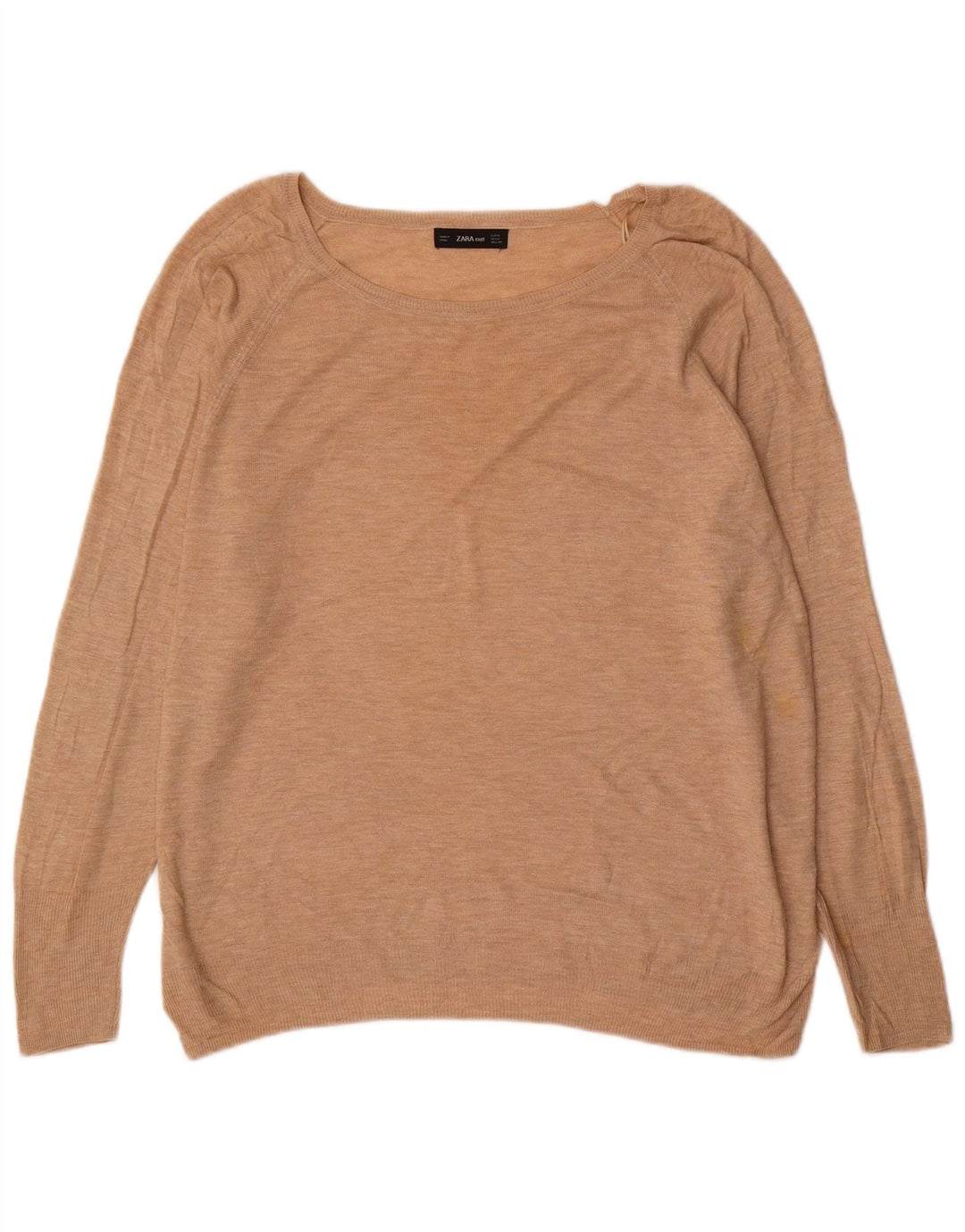 Zara Suéter feminino oversized com gola canoa Reino Unido 14 médio bege