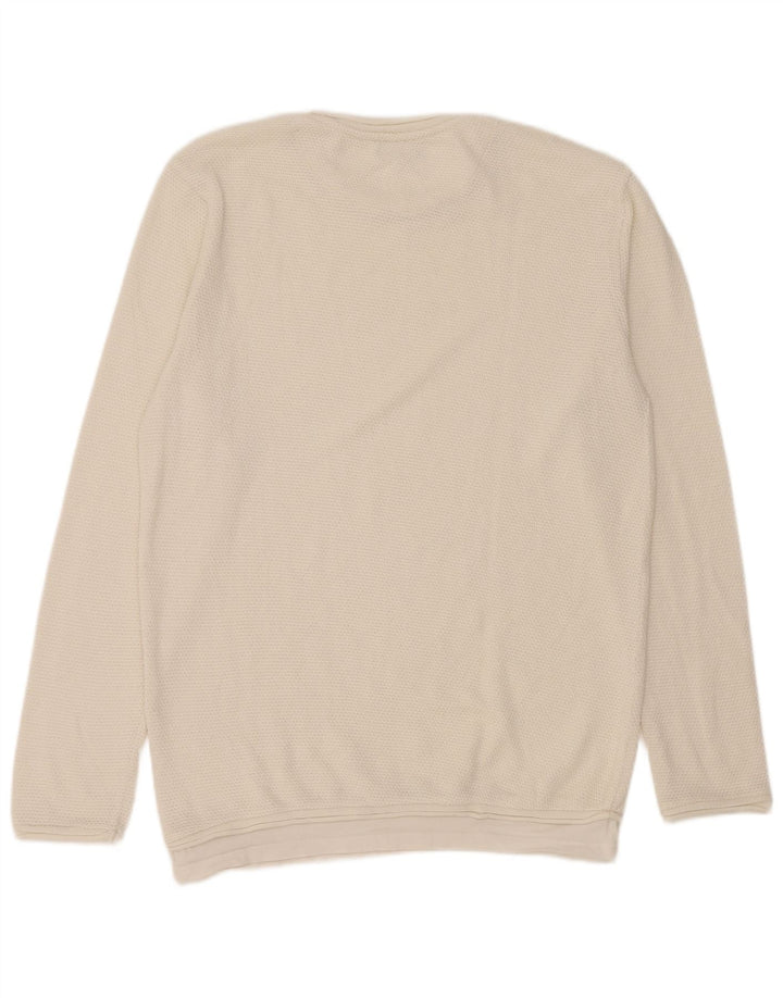 Zara Suéter masculino com gola redonda grande branco