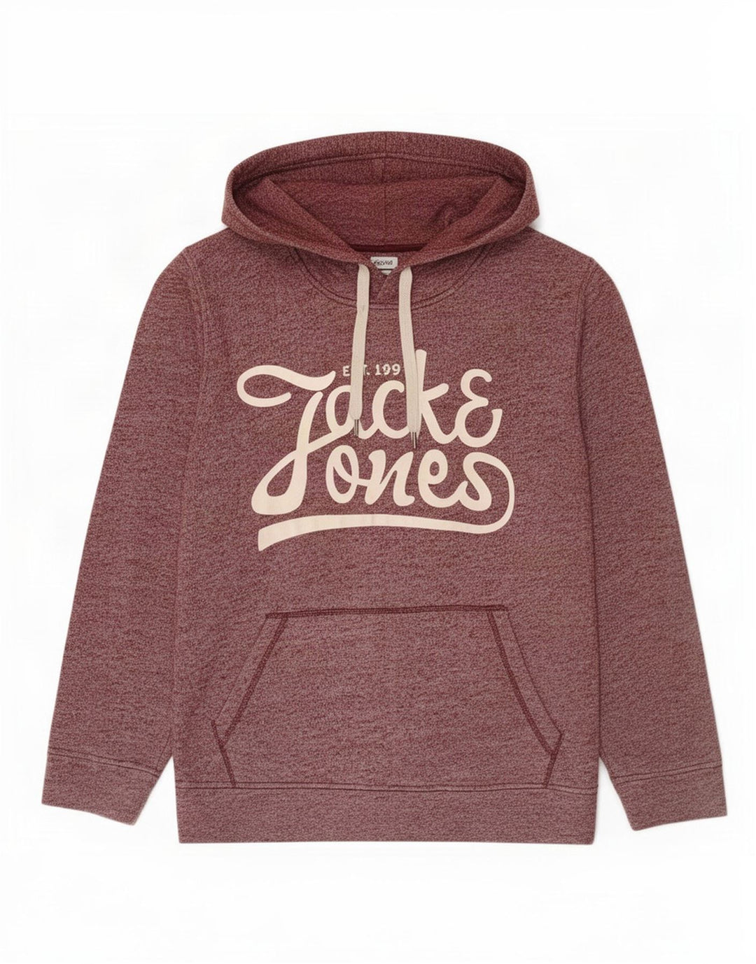 Suéter com capuz gráfico masculino Jack & Jones médio poliéster manchado cor de vinho
