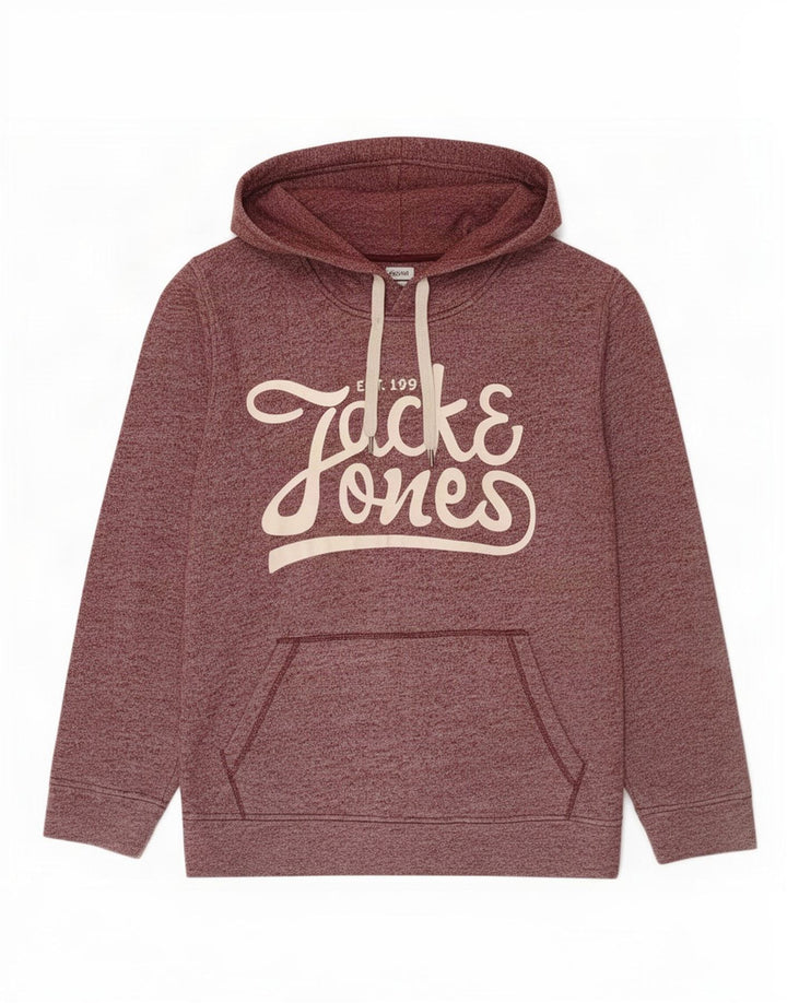 Suéter com capuz gráfico masculino Jack & Jones médio poliéster manchado cor de vinho