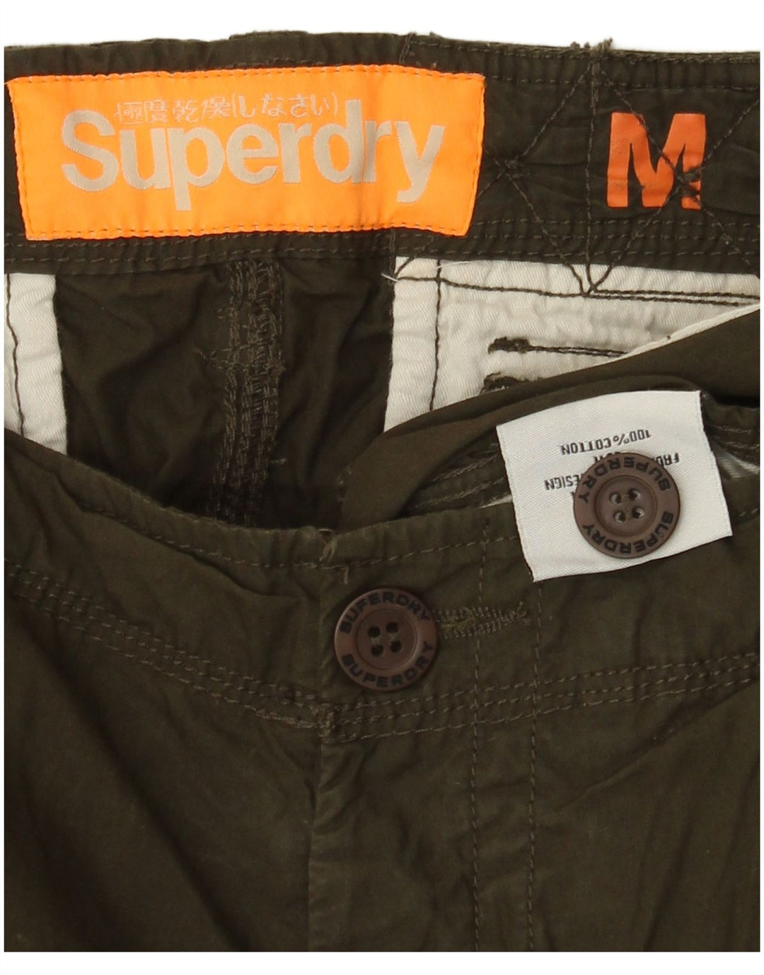 Superdry Mens Cargo Shorts Médio W30 Algodão Cáqui