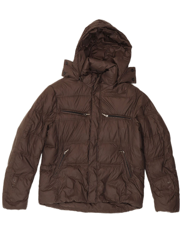 Jaqueta masculina acolchoada com capuz Brema IT 52 XL marrom nylon