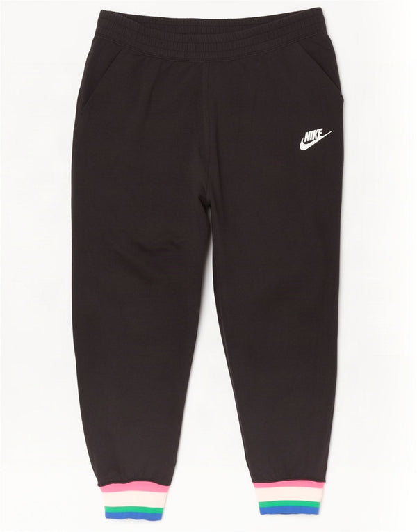 Calça de treino feminina Nike Joggers UK 14 grande preto colorblock algodão
