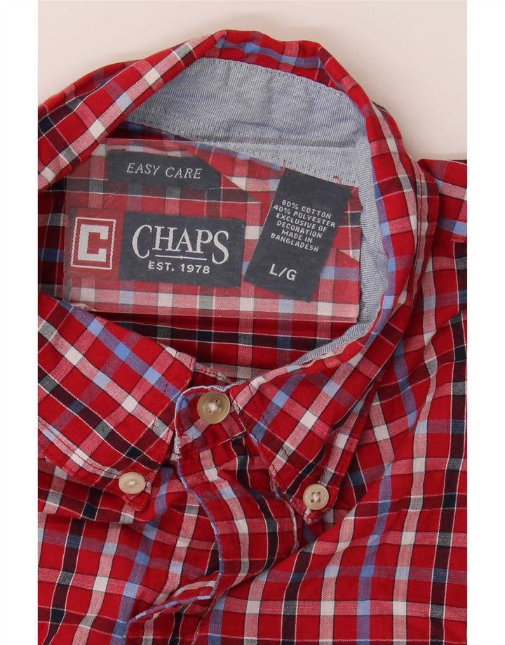 Camisa masculina de manga curta Chaps grande algodão xadrez vermelho