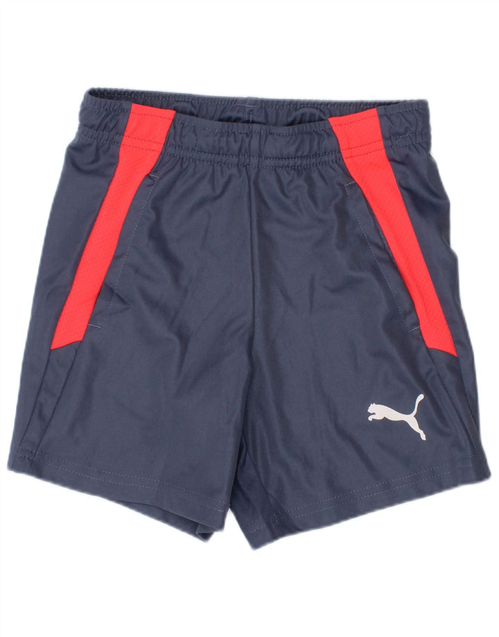 Shorts esportivos Puma meninos 5-6 anos azul marinho colorblock poliéster