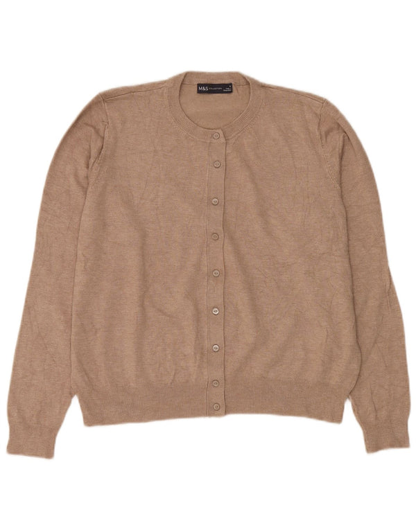 Suéter cardigã feminino MARKS & SPENCER UK 18 XL bege viscose