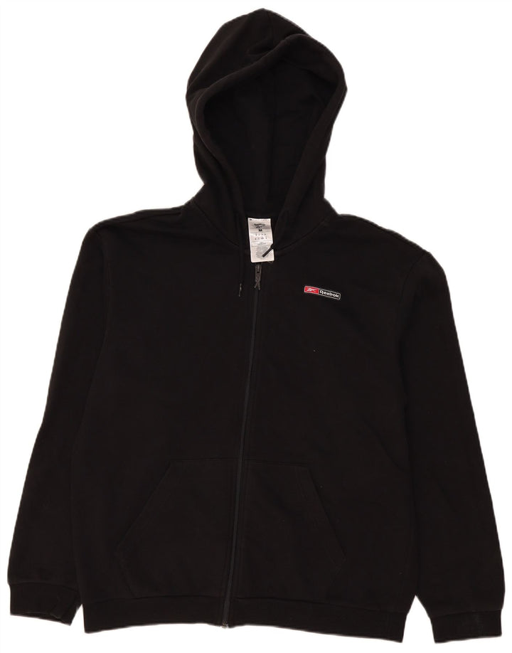 Suéter Reebok masculino com capuz e zíper médio preto algodão