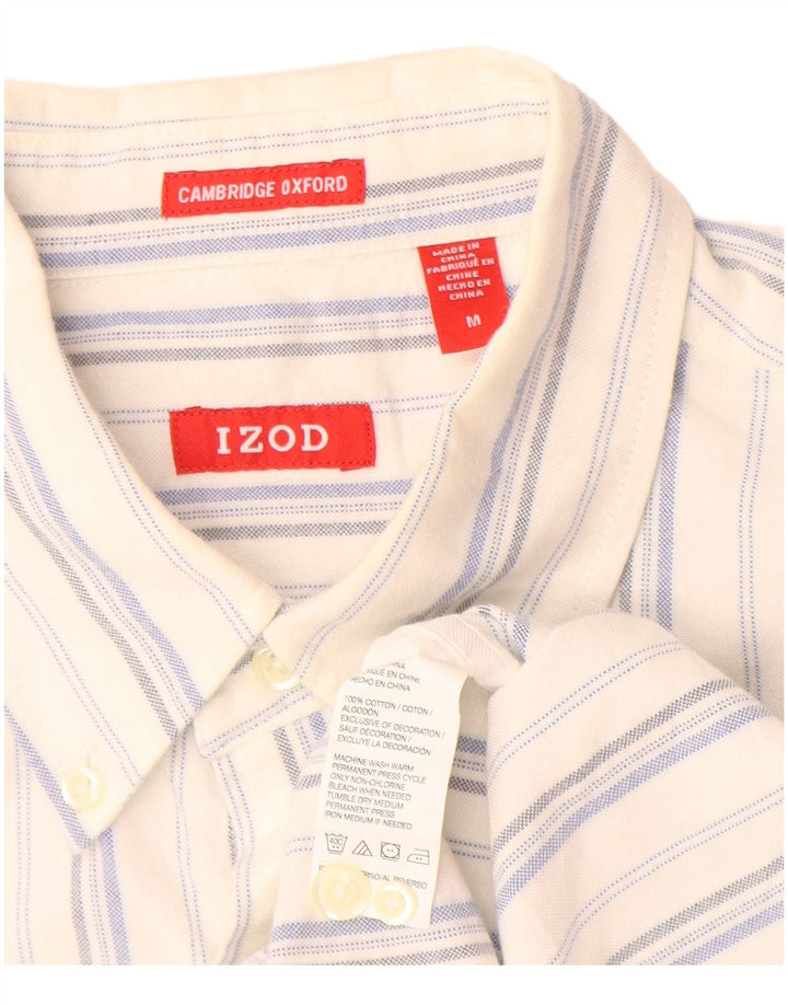 Camisa masculina Izod de algodão listrado branco médio