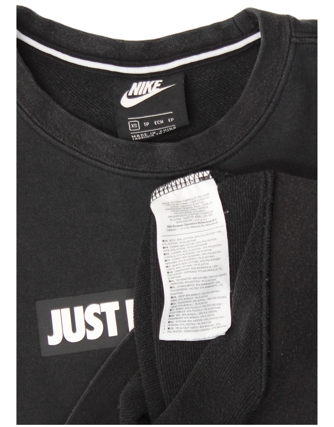 NIKE Mens Graphic Moletom Jumper XS Algodão Preto