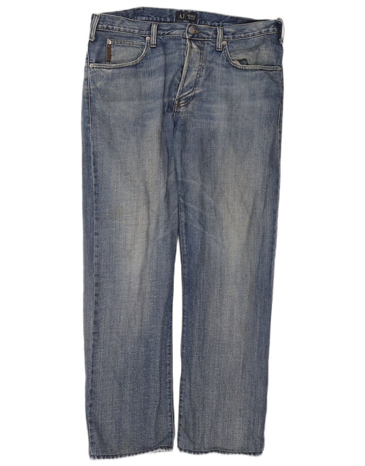 Calça jeans reta masculina Armani W36 L34 algodão azul
