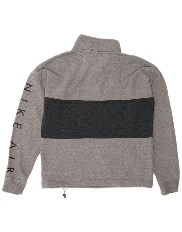 Moletom masculino Nike com zíper e gola redonda, moletom pequeno cinza colorblock algodão