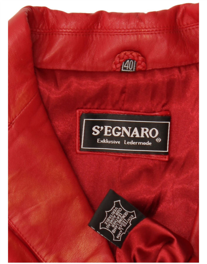 Jaqueta Blazer Feminina Vintage de Couro com 3 Botões EU 40 Couro Vermelho Médio