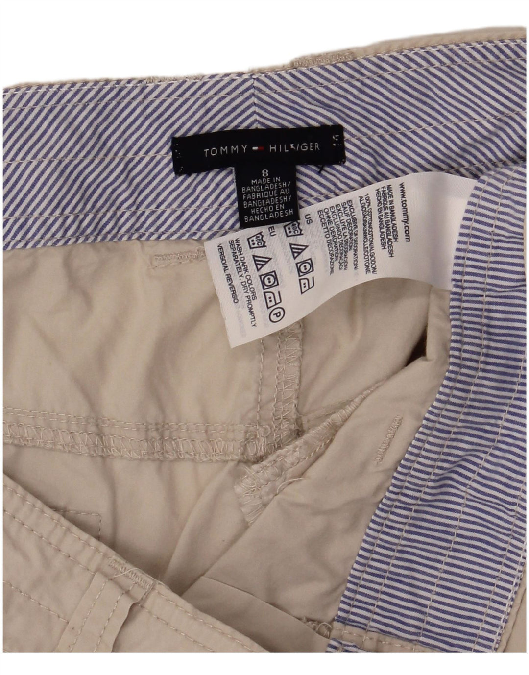 Calça Cargo Capri Feminina Tommy Hilfiger EUA 8 Médio W32 L22 Algodão Bege