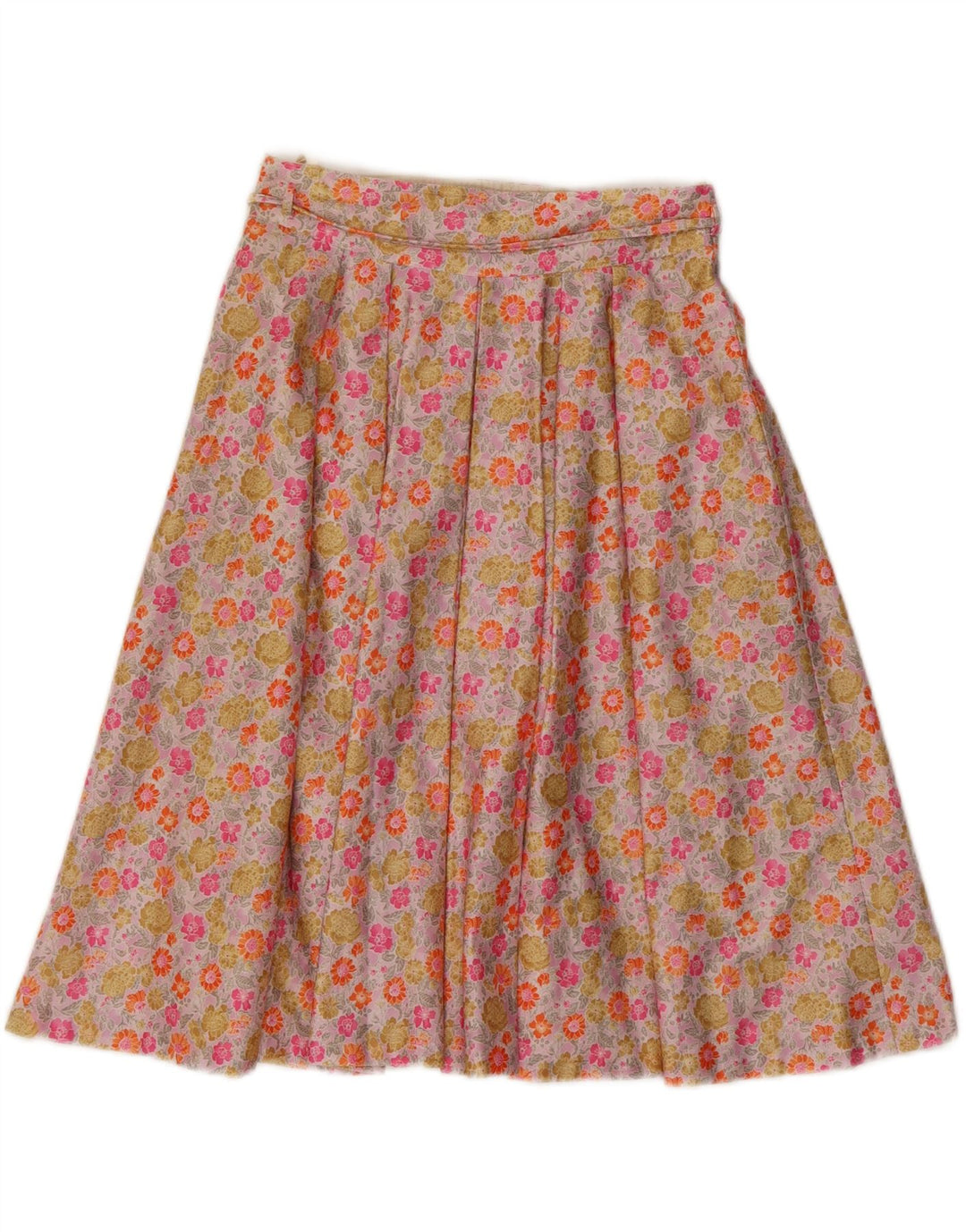 Saia evasê feminina VINTAGE W26 pequena floral multicolorida
